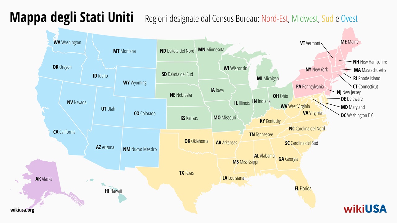 Mappa degli Stati USA | © Petr Novák